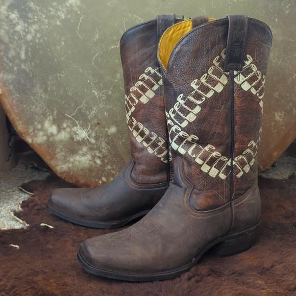 TIN HAUL "Bandolero" Old West Wanted Poster cowboy western square toe boots 11D - Picture 5 of 16